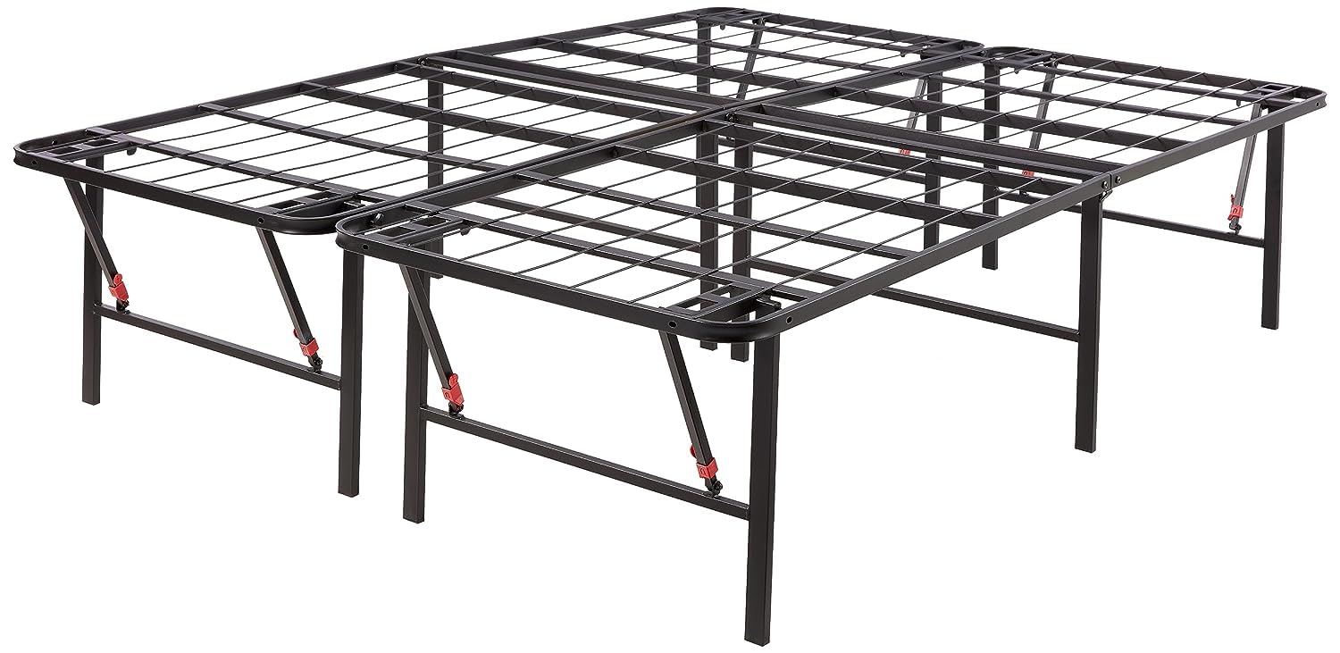 Marco De Cama Con Plataforma Amazon Basics, Plegable, De Metal, Tamaño Queen, Negro - Venta Internacional.