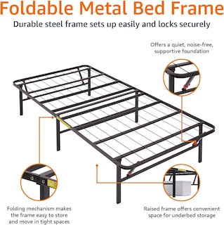 Foto 3 | Marco De Cama Con Plataforma Amazon Basics, Plegable, De Metal, Doble, Negro - Venta Internacional.