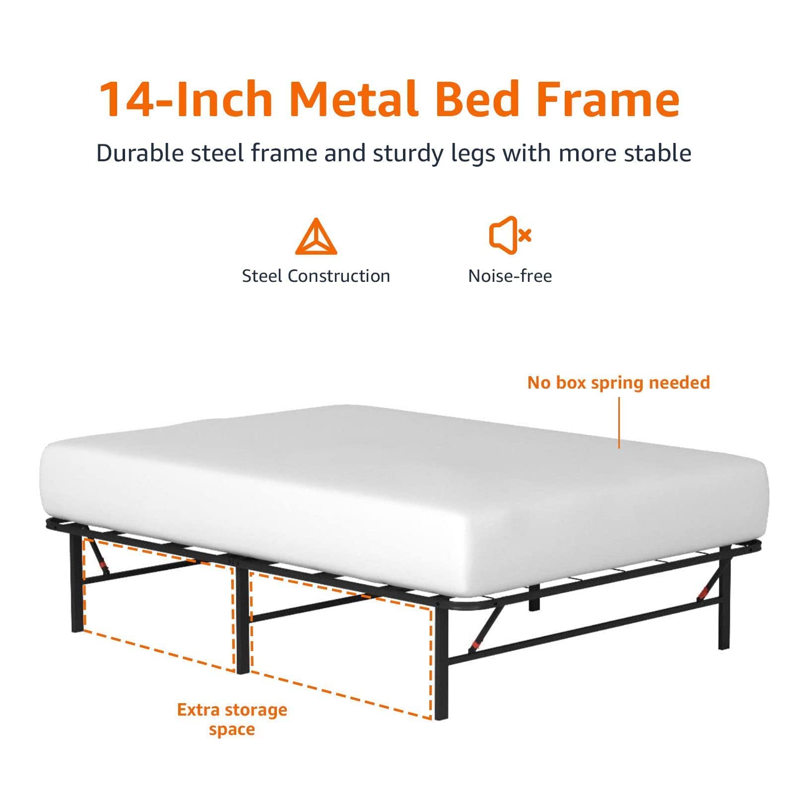 Foto 3 | Somier Con Plataforma Amazon Basics, Plegable, Tamaño Completo - Venta Internacional.