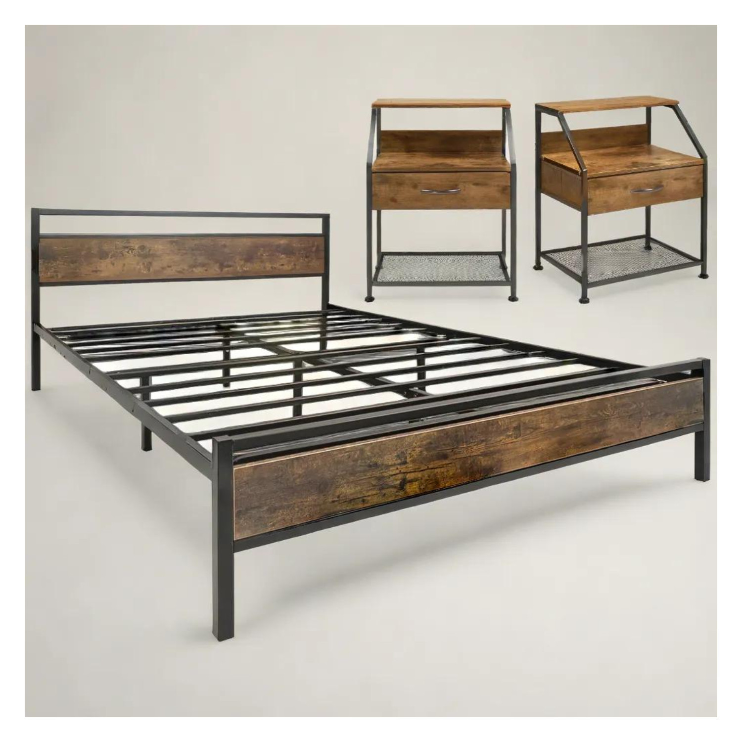 Base Cama Queen Recamara 2 Buros Country Modernos Houzer