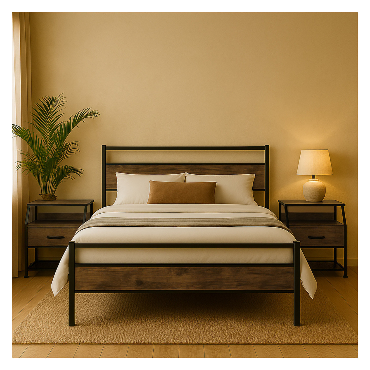 Foto 3 pulgar | Base Cama Queen Recamara 2 Buros Country Modernos Houzer