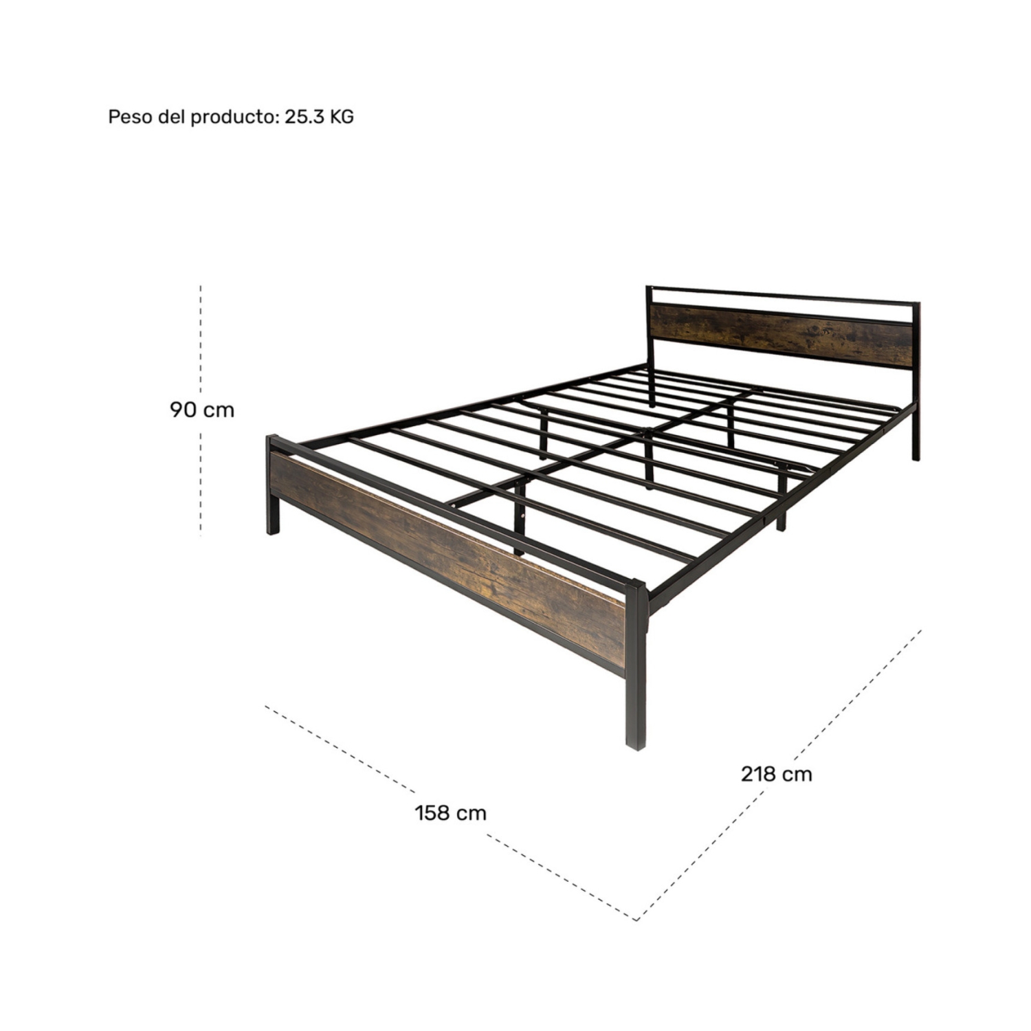 Foto 8 pulgar | Base Cama Queen Recamara 2 Buros Country Modernos Houzer