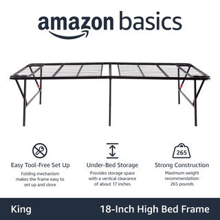 Foto 2 | Marco De Cama Con Plataforma Amazon Basics, Plegable, De Metal, Tamaño King, Negro - Venta Internacional.