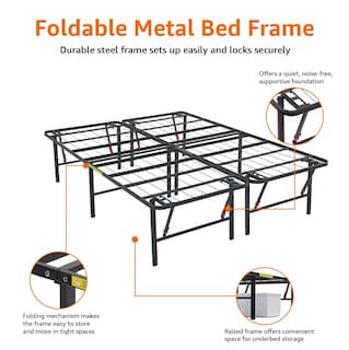 Foto 5 | Marco De Cama Con Plataforma Amazon Basics, Plegable, De Metal, Tamaño King, Negro - Venta Internacional.