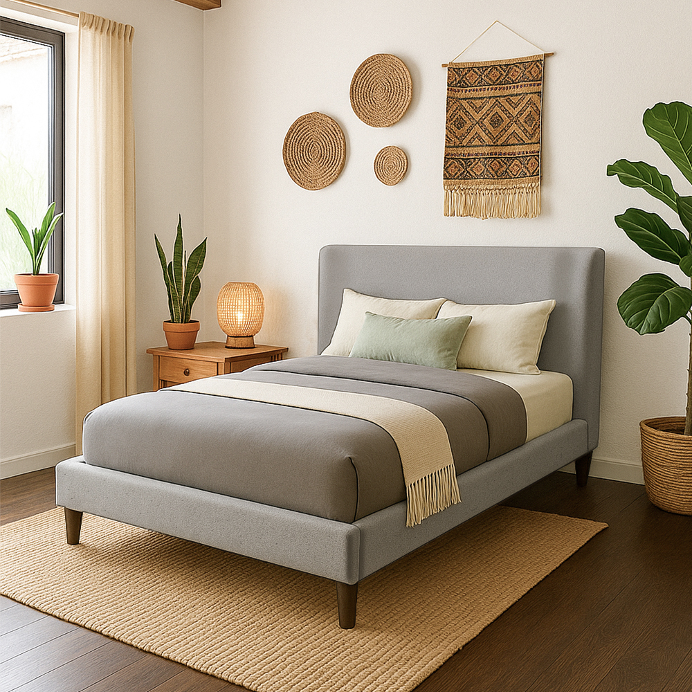 Foto 4 | Ilios Innova | Cama King Size Gris Con Cabecera Tapizada En Lino Y Poliéster | Estructura De Madera Resistente