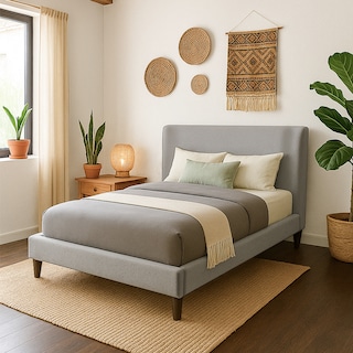 Foto 4 | Ilios Innova | Cama King Size Gris Con Cabecera Tapizada En Lino Y Poliéster | Estructura De Madera Resistente