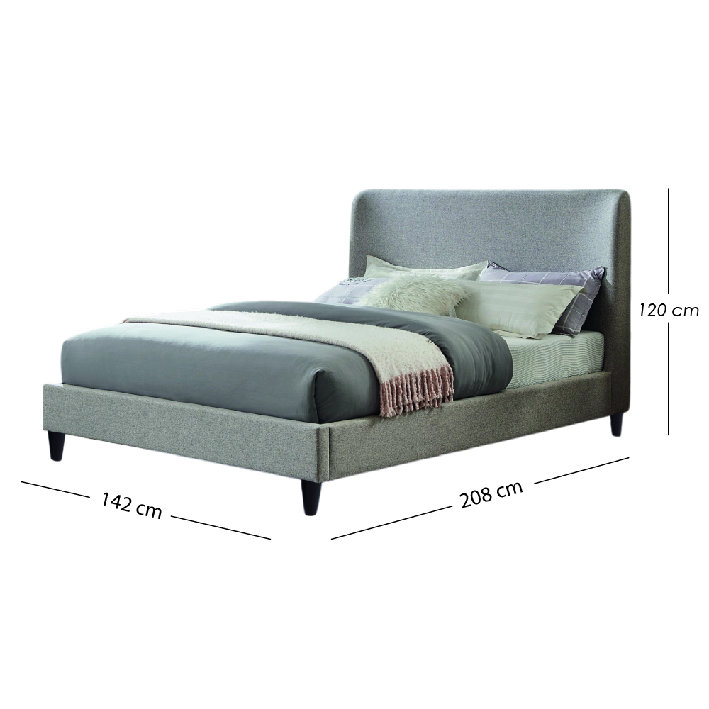 Foto 3 pulgar | Ilios Innova | Cama Matrimonial Gris Con Cabecera Tapizada En Lino Y Poliéster | Estructura De Madera Resistente