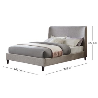 Foto 2 | Ilios Innova | Cama Matrimonial Gris Con Cabecera Tapizada En Lino Y Poliéster | Estructura De Madera Resistente