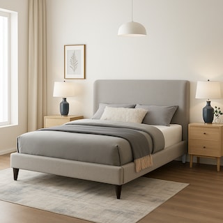 Foto 5 | Ilios Innova | Cama Matrimonial Gris Con Cabecera Tapizada En Lino Y Poliéster | Estructura De Madera Resistente
