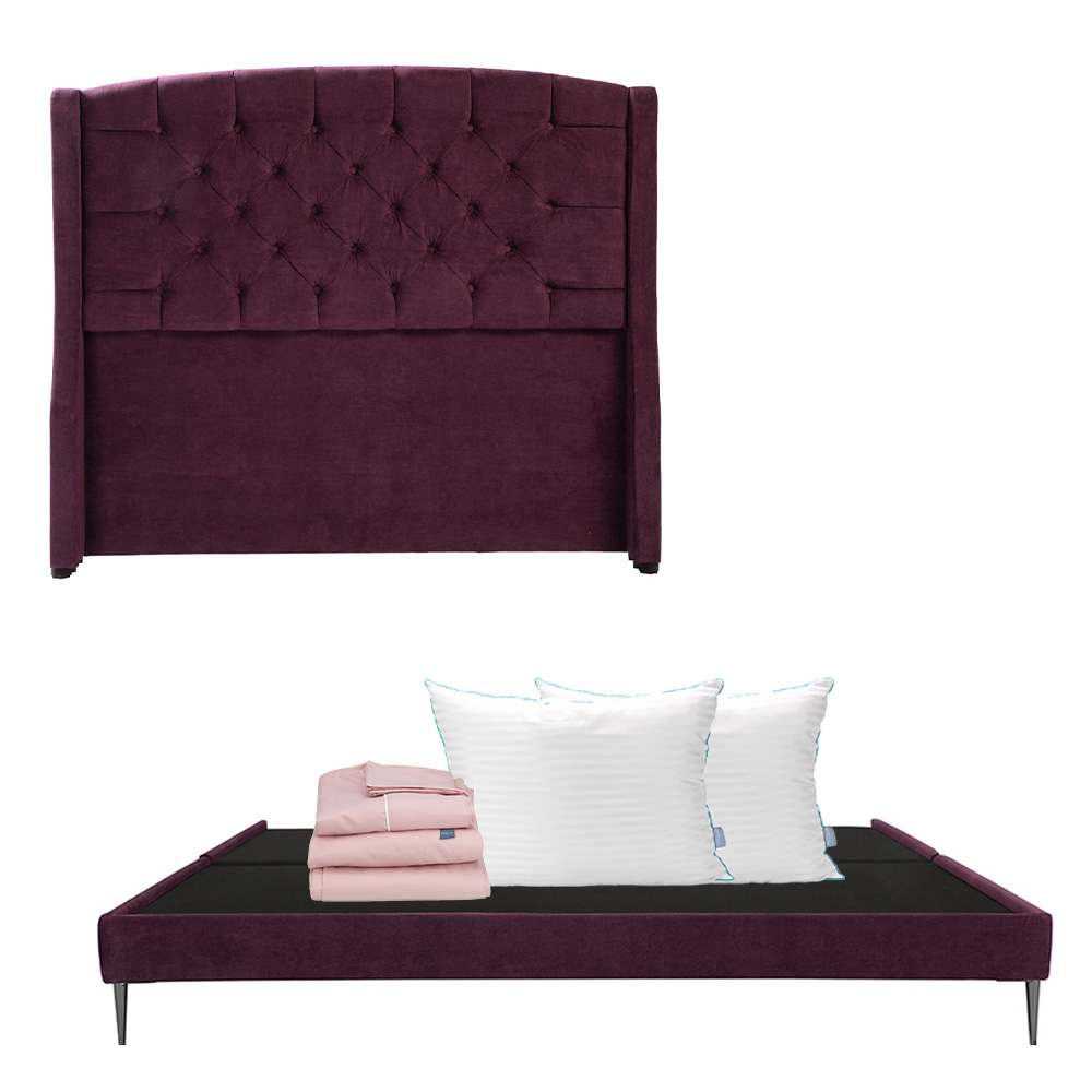 Foto 1 | Cabecera Dicasa Sitka Color Morado King Size+base Slim Dicasa Color Morado+almohada Royal Twin+sábanas Royal