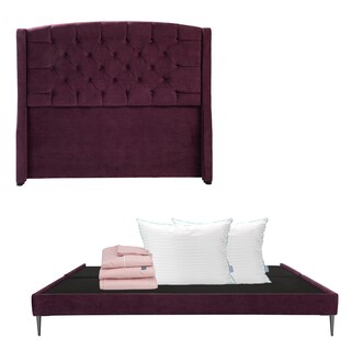 Foto 1 | Cabecera Dicasa Sitka Color Morado King Size+base Slim Dicasa Color Morado+almohada Royal Twin+sábanas Royal