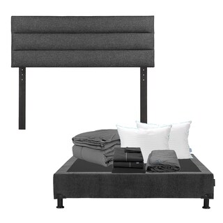 Foto 1 | Cabecera Dicasa Logan Color Gris Carbon Queen Size+box Color Gris Carbon+almohada Royal Twin+protector+sábanas+edredón