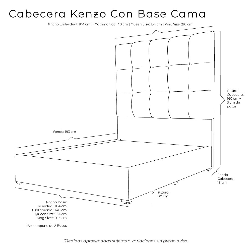 Foto 6 | Cabecera Dicasa Kenzo Color Azul Queen Size + Base Cama Dicasa Color Azul Queen Size