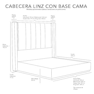 Foto 8 | Cabecera Dicasa Linz Color Crema Matrimonial + Base Cama Dicasa Color Crema