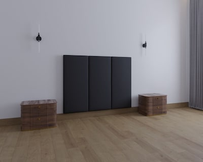 Foto 4 | Cama Matrimonial + Cabecera + Somier Modern Luxury De Terciopelo Negro Con Canales De 60 Cm