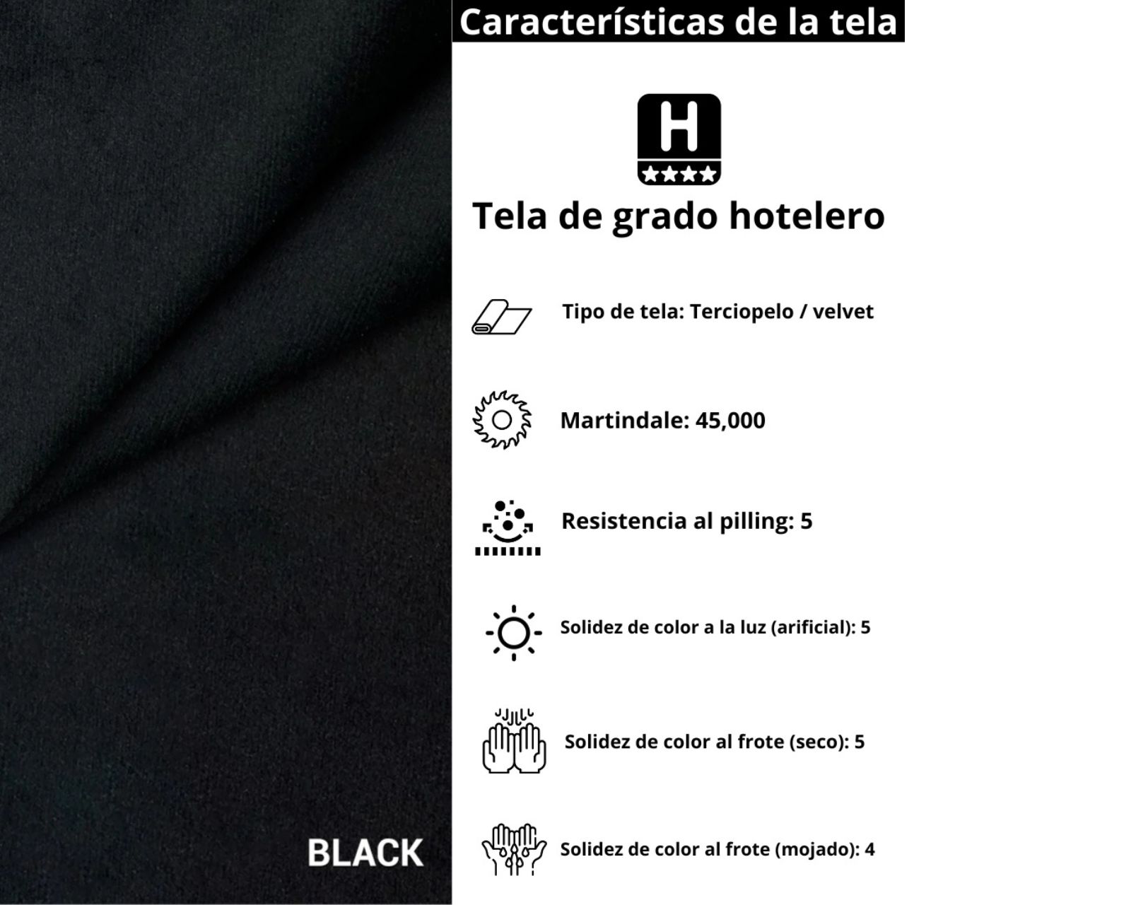 Foto 5 | Cama Matrimonial  + Cabecera + Somier Modern Luxury De Terciopelo Negro Con Canales De 60 Cm
