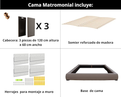 Foto 6 | Cama Matrimonial + Cabecera + Somier Modern Luxury De Terciopelo Negro Con Canales De 60 Cm