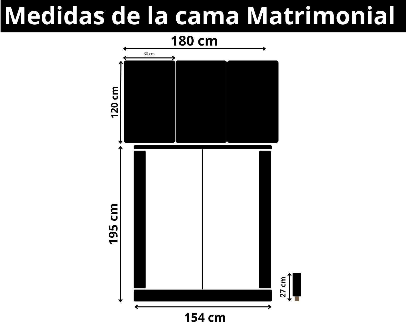 Foto 7 | Cama Matrimonial  + Cabecera + Somier Modern Luxury De Terciopelo Negro Con Canales De 60 Cm