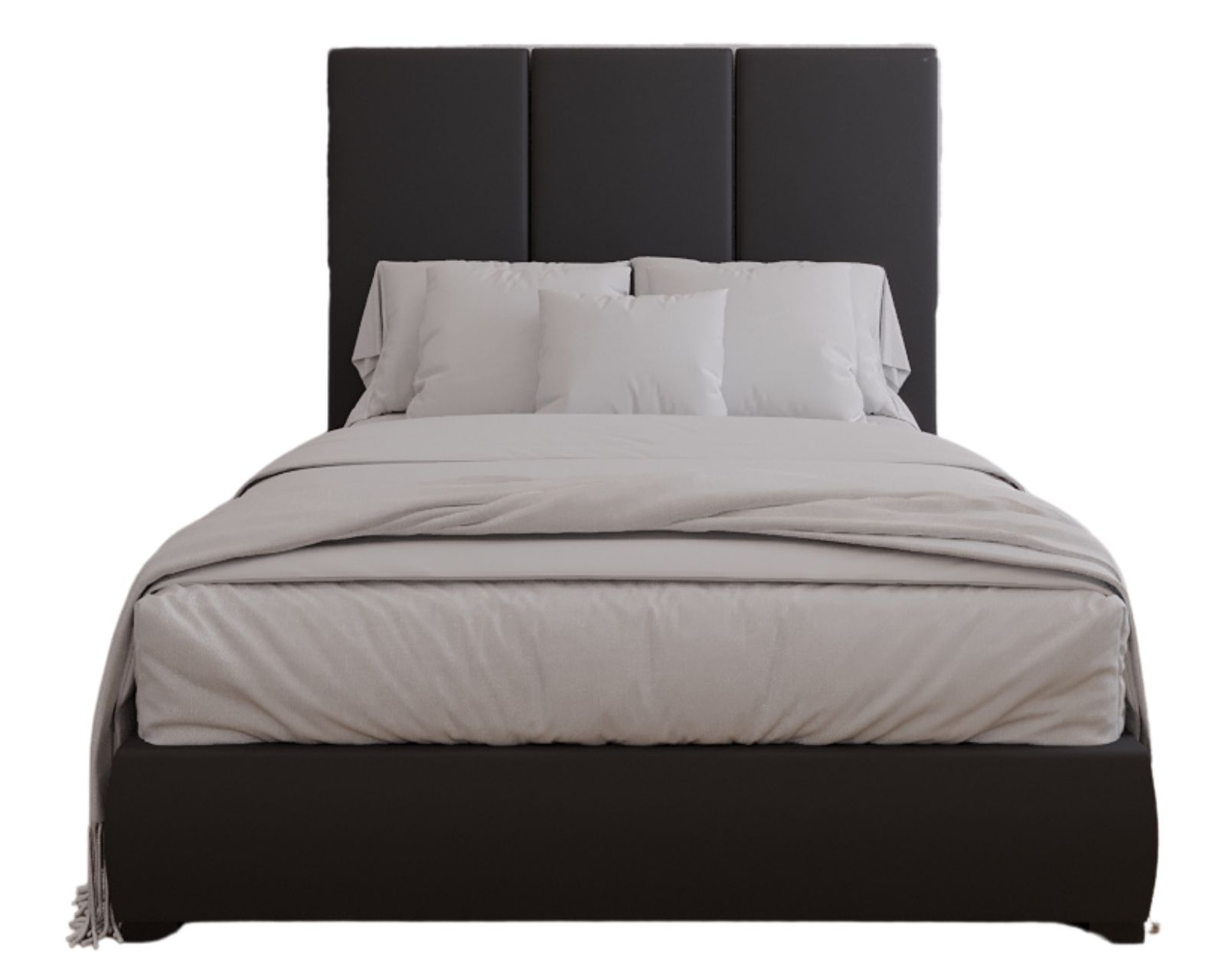 Foto 9 pulgar | Cama Matrimonial  + Cabecera + Somier Modern Luxury De Terciopelo Negro Con Canales De 60 Cm