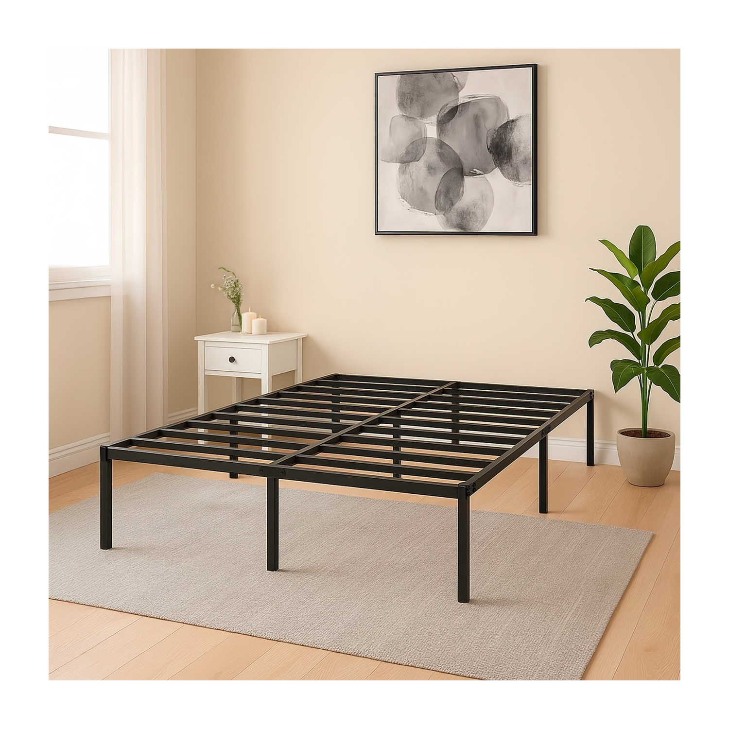 Foto 2 pulgar | Base Cama Matrimonial Box Plegable Metal Acero Soporta 250kg Houzer