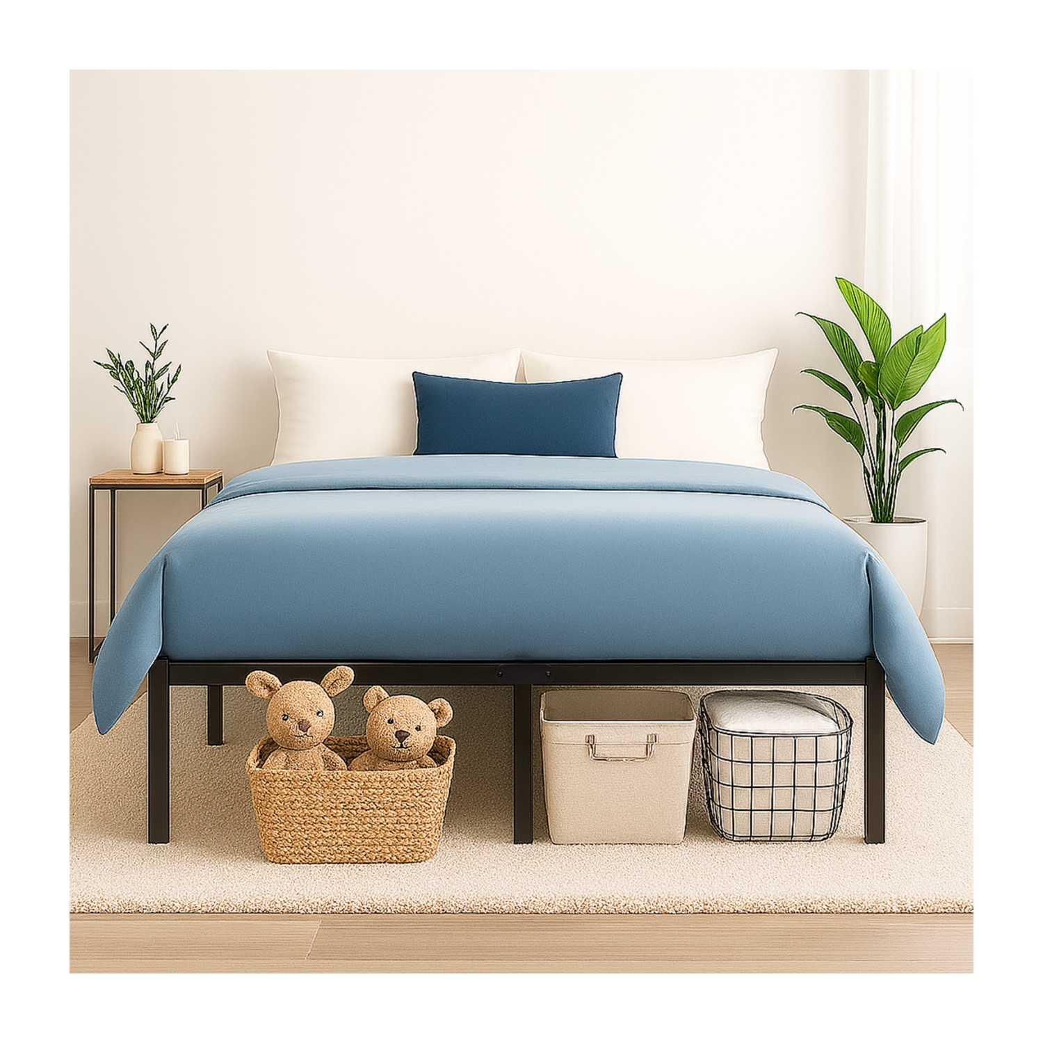 Foto 9 pulgar | Base Cama Matrimonial Box Plegable Metal Acero Soporta 250kg Houzer