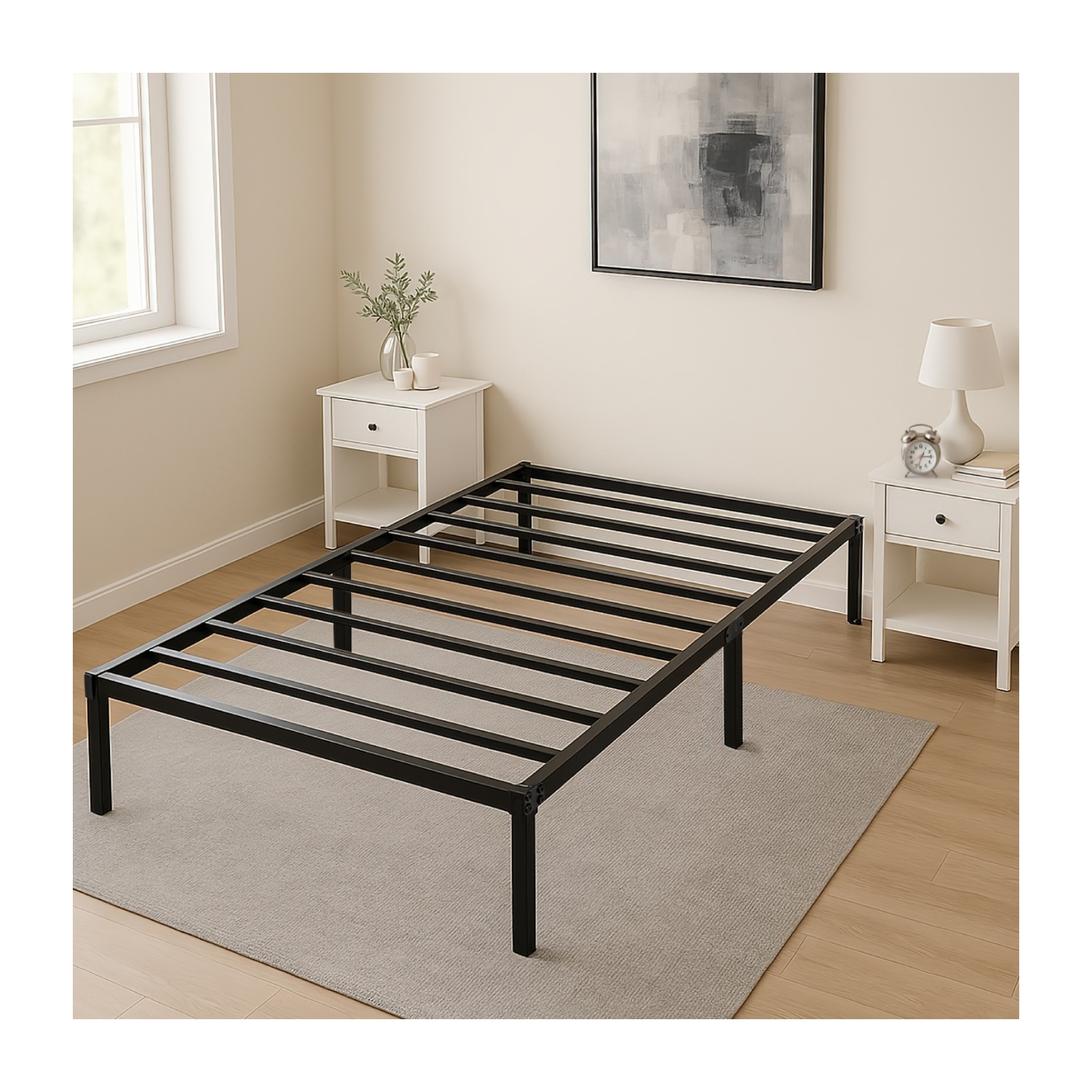 Base Cama Individual Box Plegable Metal Acero Soporta 150kg Houzer