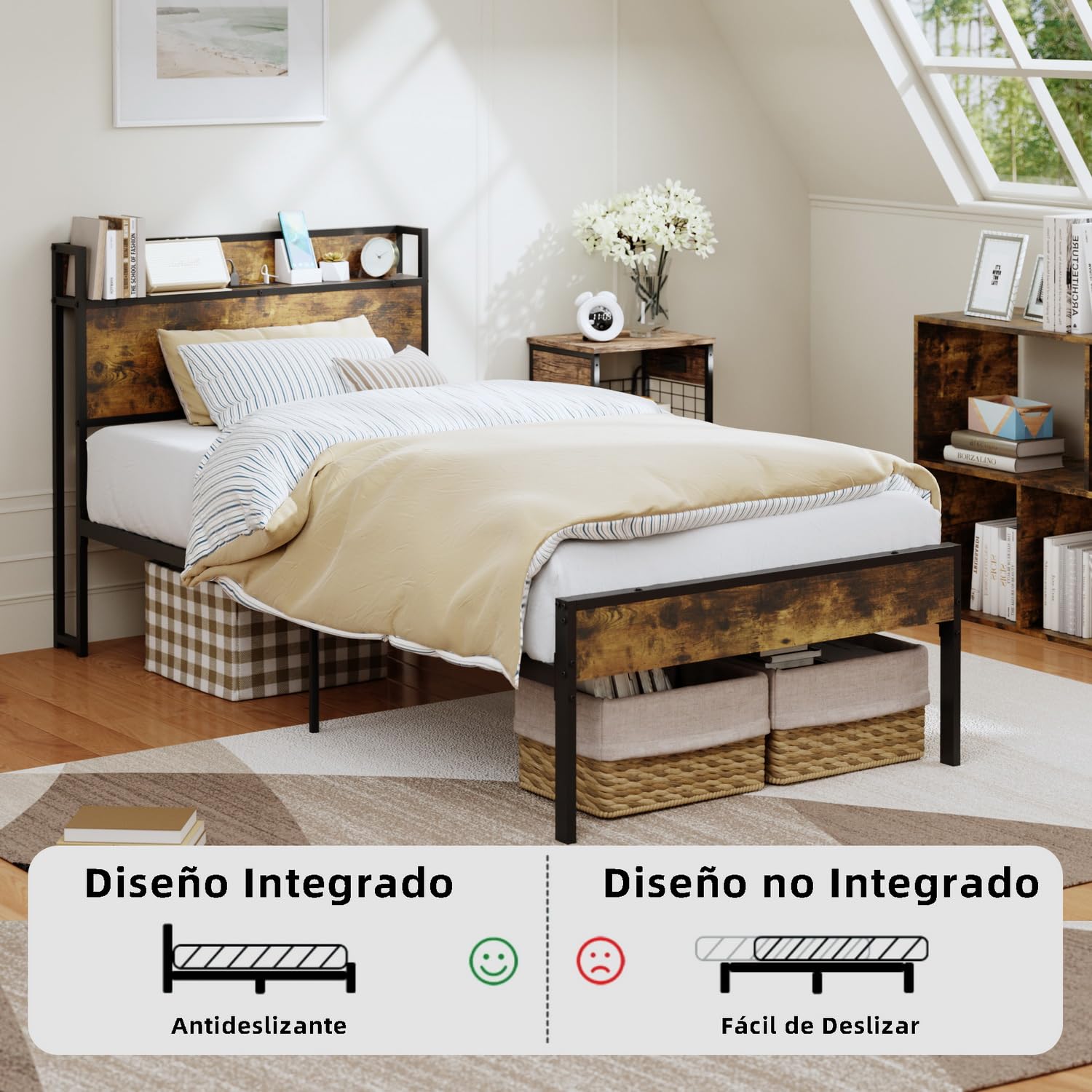 Foto 8 | Base para Cama Individual Nami de Metal