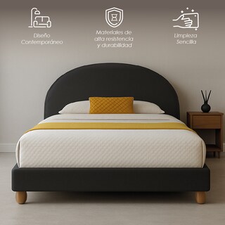 Foto 3 | Ilios Innova | Base De Cama King Size Con Cabecera Arco Tapizada En Lino. Diseño Moderno Y Minimalista En Negro.