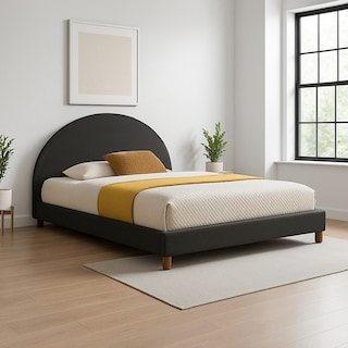 Foto 4 | Ilios Innova | Base De Cama King Size Con Cabecera Arco Tapizada En Lino. Diseño Moderno Y Minimalista En Negro.