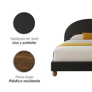 Foto 7 | Ilios Innova | Base De Cama King Size Con Cabecera Arco Tapizada En Lino. Diseño Moderno Y Minimalista En Negro.