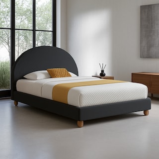 Foto 5 | Ilios Innova | Base De Cama Matrimonial Con Cabecera Tipo Arco Tapizada En Lino. Diseño Moderno Minimalista Negro.