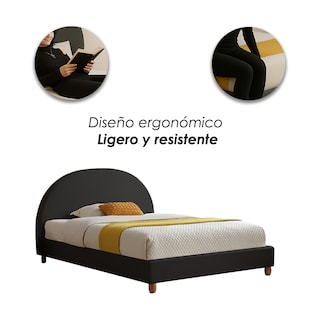 Foto 8 | Ilios Innova | Base De Cama Matrimonial Con Cabecera Tipo Arco Tapizada En Lino. Diseño Moderno Minimalista Negro.