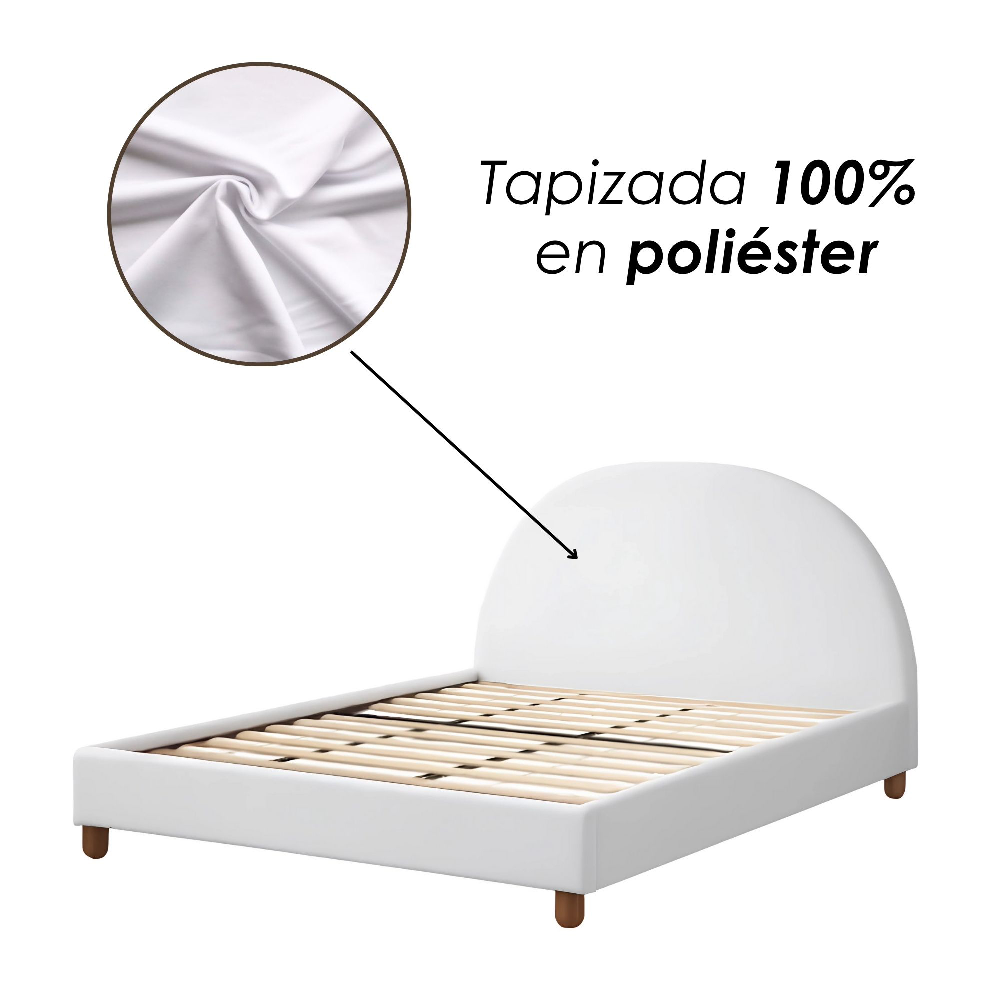 Foto 8 pulgar | Ilios Innova | Base De Cama Matrimonial Con Cabecera Arco Tapizada En Lino. Diseño Moderno Minimalista Blanco.