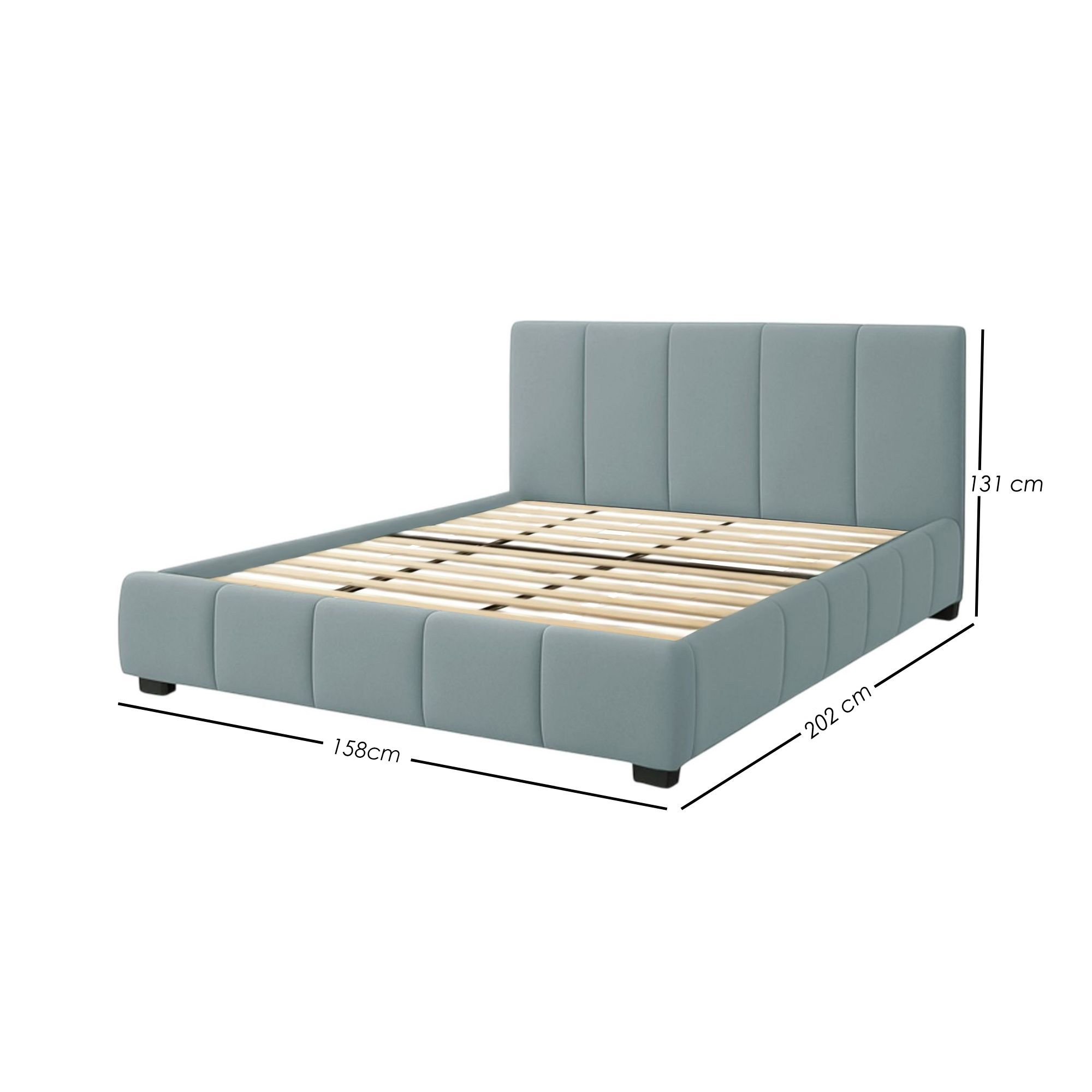Foto 3 pulgar | Ilios Innova | Base De Cama Matrimonial Con Cabecera  Sistema Hidráulico  Tapizada En Lino Azul Y Estructura De Madera.