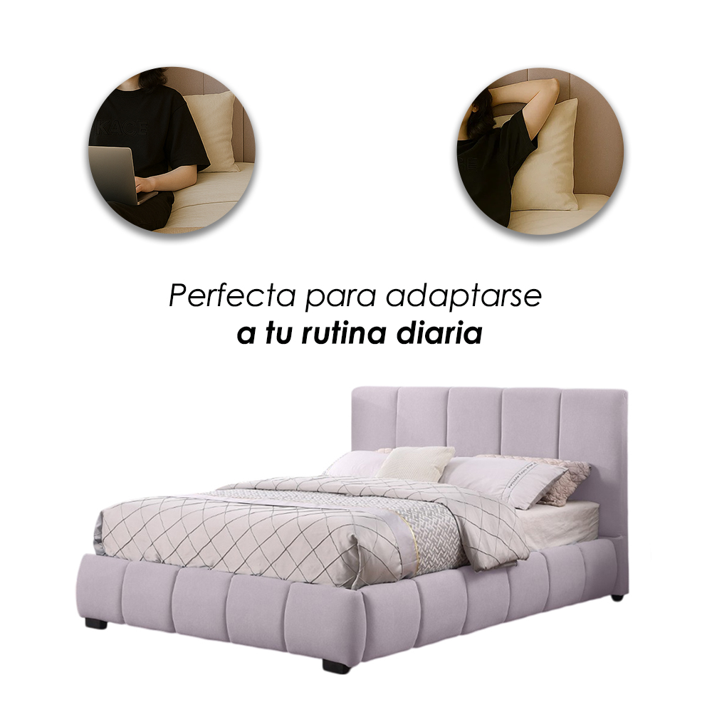 Foto 8 pulgar | Ilios Innova | Base De Cama King Size Con Cabecera  Sistema Hidráulico  Tapizado En Lino Gris Y Estructura De Madera.