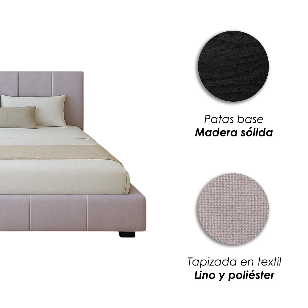 Foto 9 pulgar | Ilios Innova | Base De Cama King Size Con Cabecera  Sistema Hidráulico  Tapizado En Lino Gris Y Estructura De Madera.
