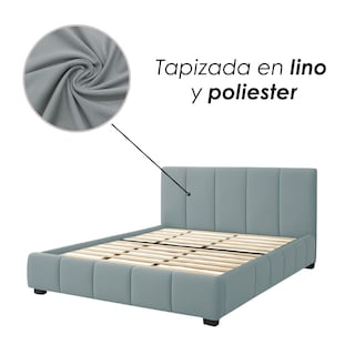 Foto 7 | Ilios Innova | Base King Size Con Cabecera Sistema Hidráulico Para Almacenamiento Y Tapizado En Lino Azul.