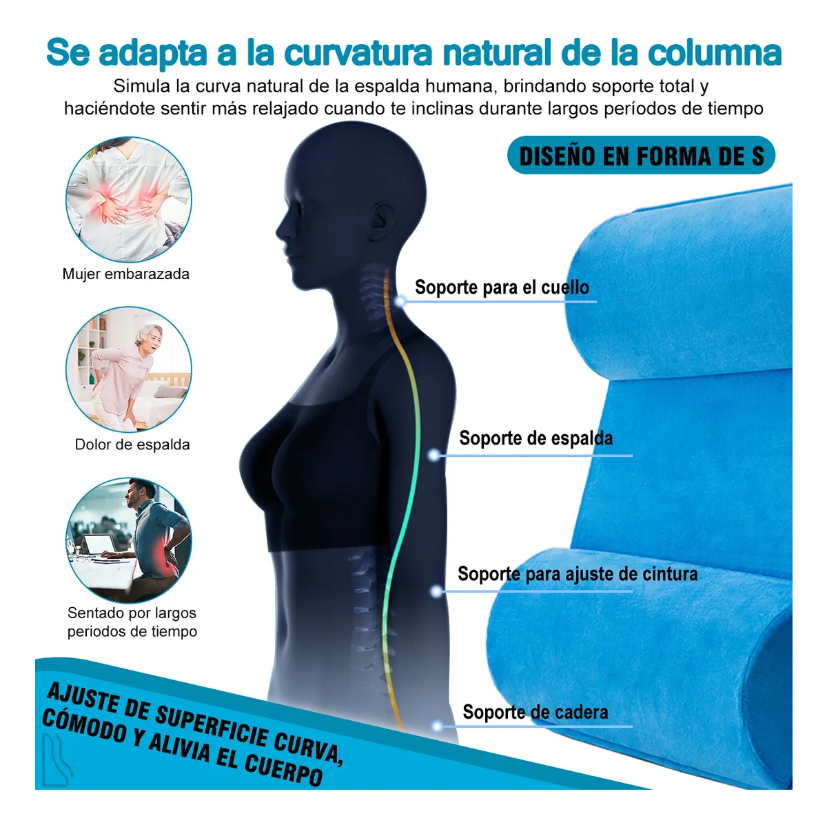 Foto 5 pulgar | Almohadas Lab.G Azul Ajustables