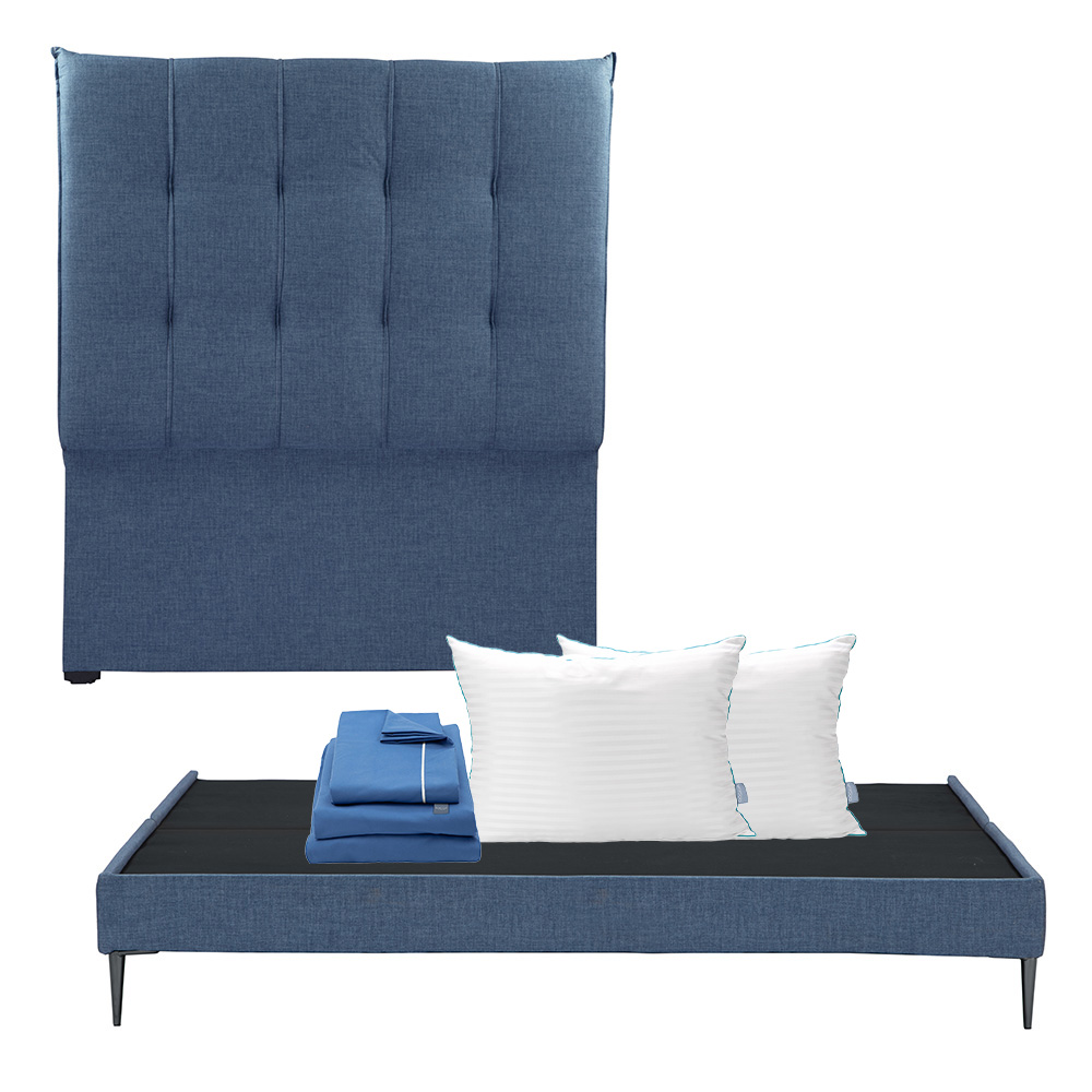 Foto 1 | Cabecera Dicasa Kenzo Color Azul King Size + Base Cama Slim Dicasa Color Azul + Almohada Royal Twin + Sábanas Royal