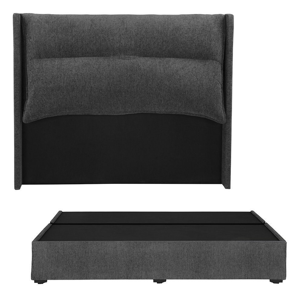 Cabecera Rogga Becca Color Gris Oxford King Size + Base Cama