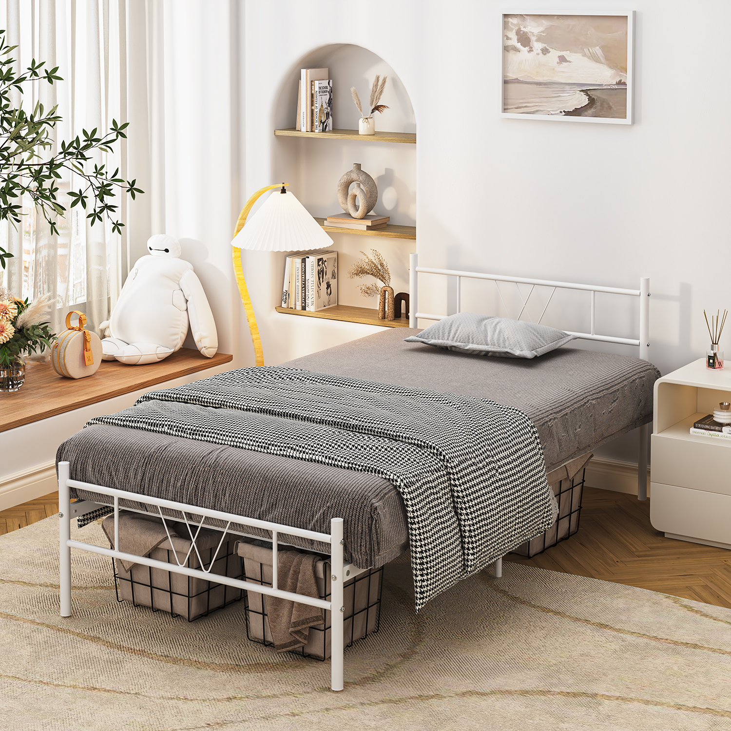 Foto 4 pulgar | Estructura De Cama Individual Blanca