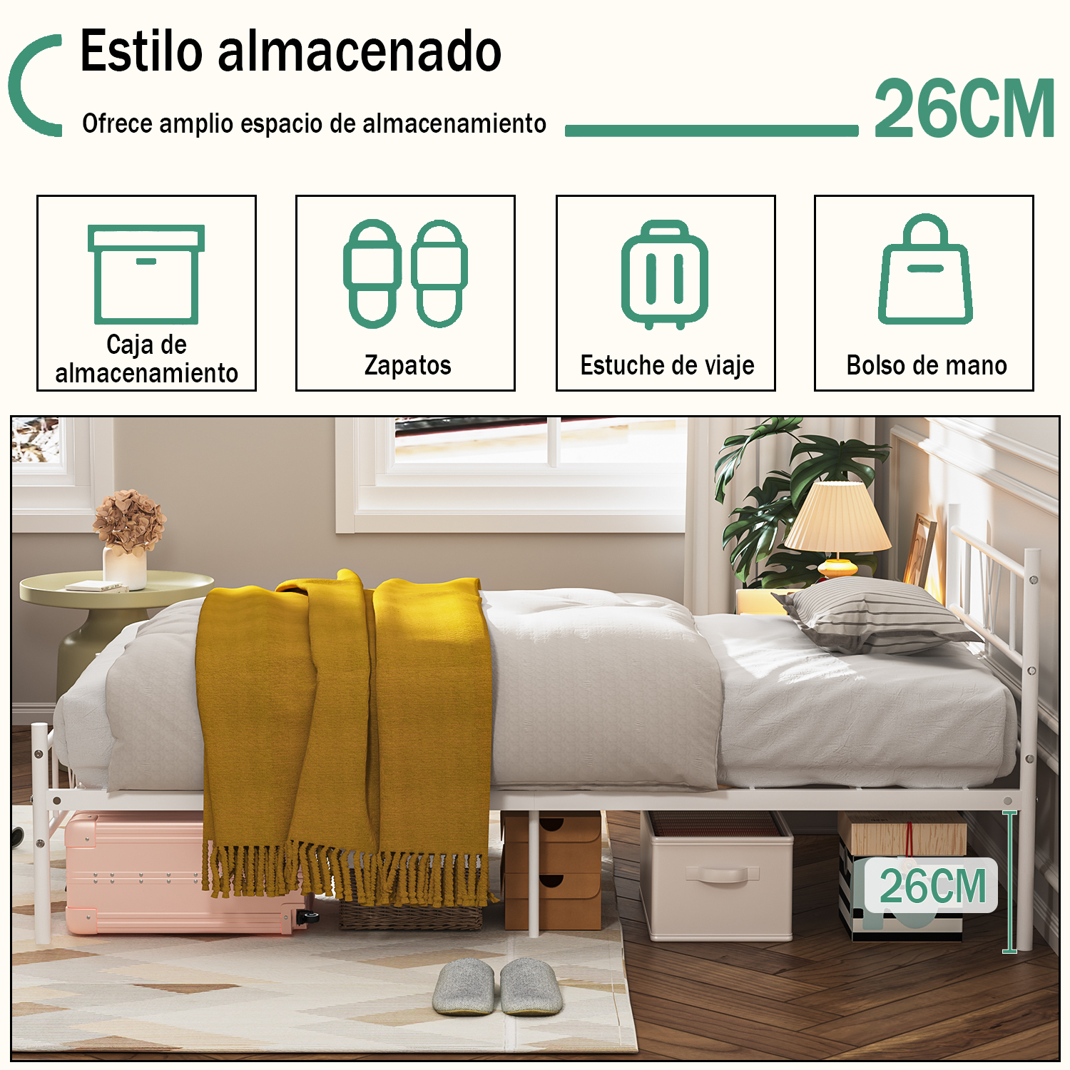 Foto 4 | Estructura De Cama Individual Blanca