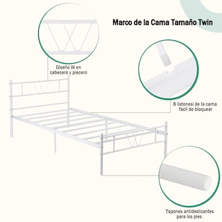 Foto 5 | Estructura De Cama Individual Blanca