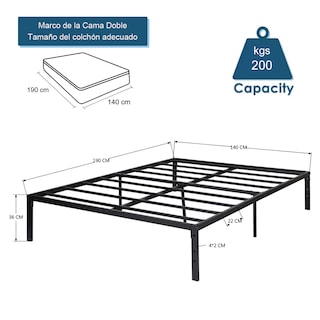 Foto 2 | Estructura De Cama Matrimonial Metálica Negra