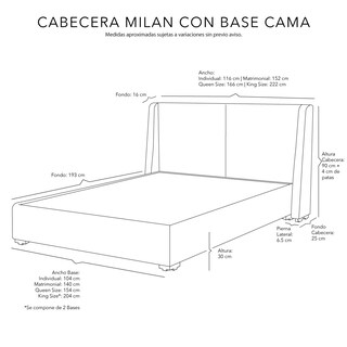 Foto 4 | Cabecera+base Cama Dicasa Milan Color Gris Oxford Individual + Base Cama