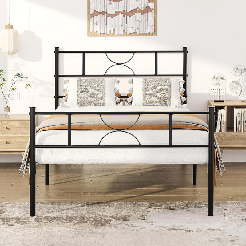 Foto 1 | Cama Individual Metal Cama Base Para Colchon Con Cabecero Y Estribo Estructura De Cama gomyhome