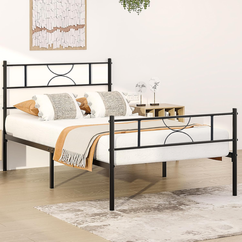 Foto 2 | Cama Individual Metal Cama Base Para Colchon Con Cabecero Y Estribo Estructura De Cama gomyhome
