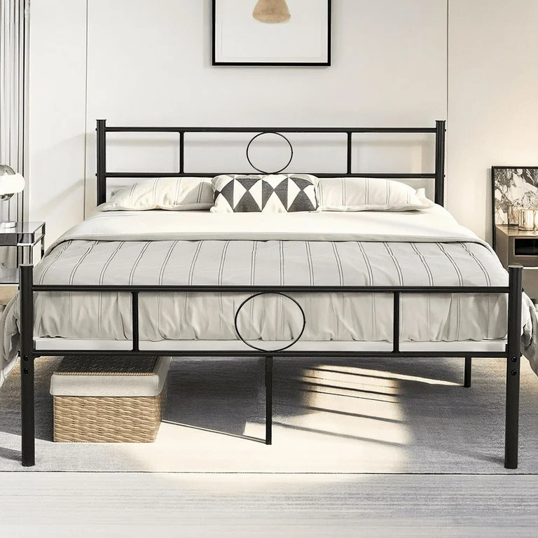 Foto 3 pulgar | Cama Queen Metal Base Estructura De Cama Negro 211cm Gomyhome