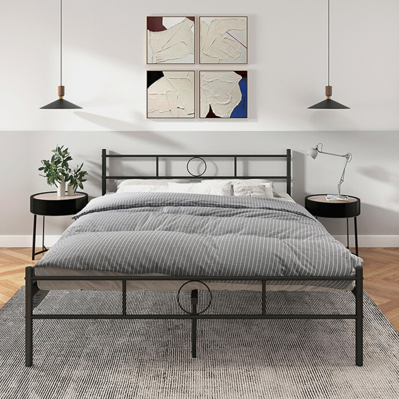 Foto 4 pulgar | Cama Queen Metal Base Estructura De Cama Negro 211cm Gomyhome