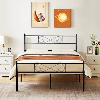 Foto 2 | Cama Matrimonial Metal Base Estructura De Cama Negro 198cm Gomyhome
